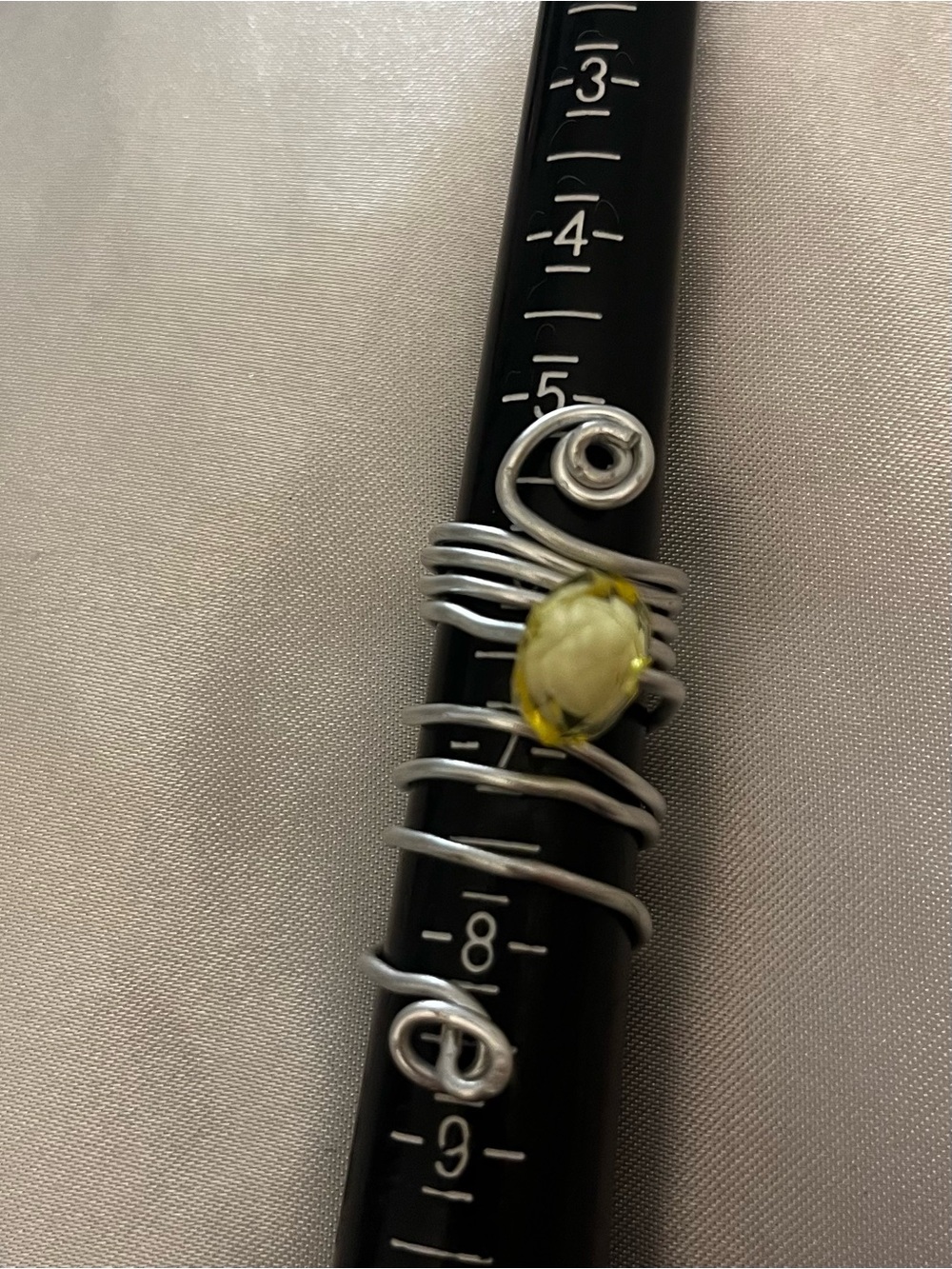 Handcrafted Yellow Glass Bead Wire Wrap Ring - Women's Jewelry